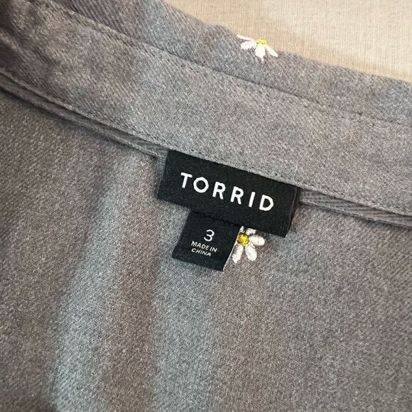 Torrid Taylor Cotton Embroidered daisy Button-Front Shirt size 3x - Picture 8 of 11